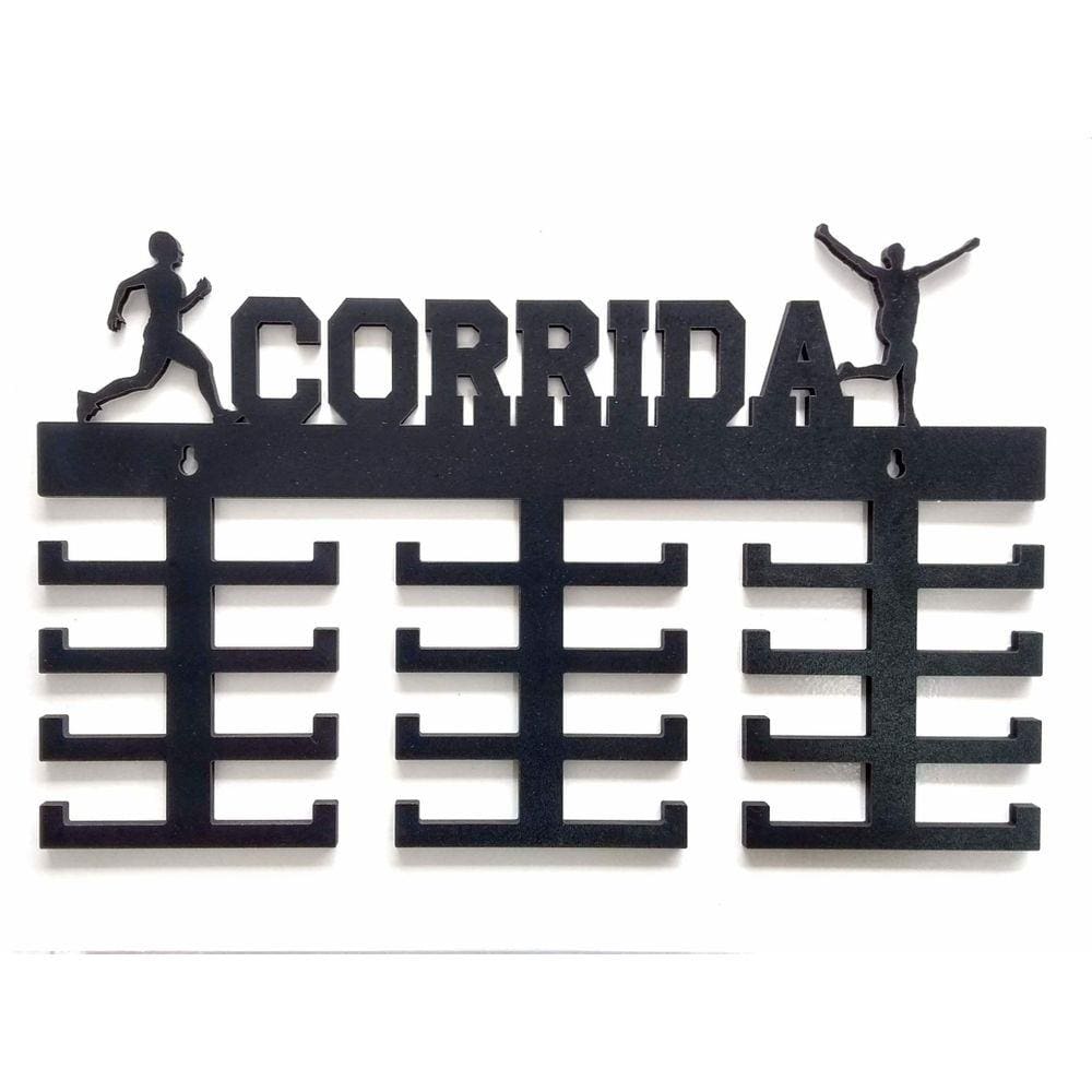 Expositor Porta Medalhas Corrida Masculino Mdf Preto 24 Suportes
