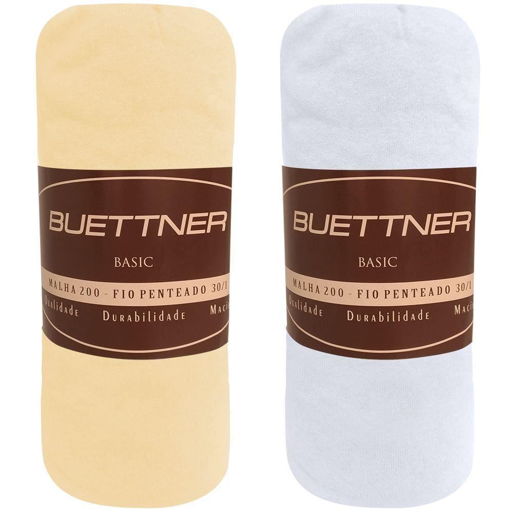 Kit 2 Lençóis Casal de Malha 100% Algodão com Elástico Buettner