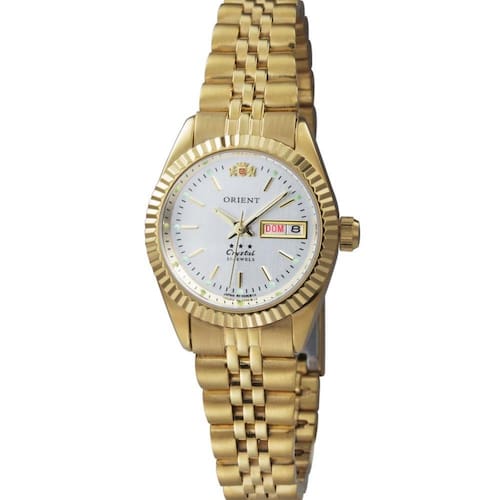 Menor preço em Relogio Feminino Orient Automático Dourado Fundo Prata