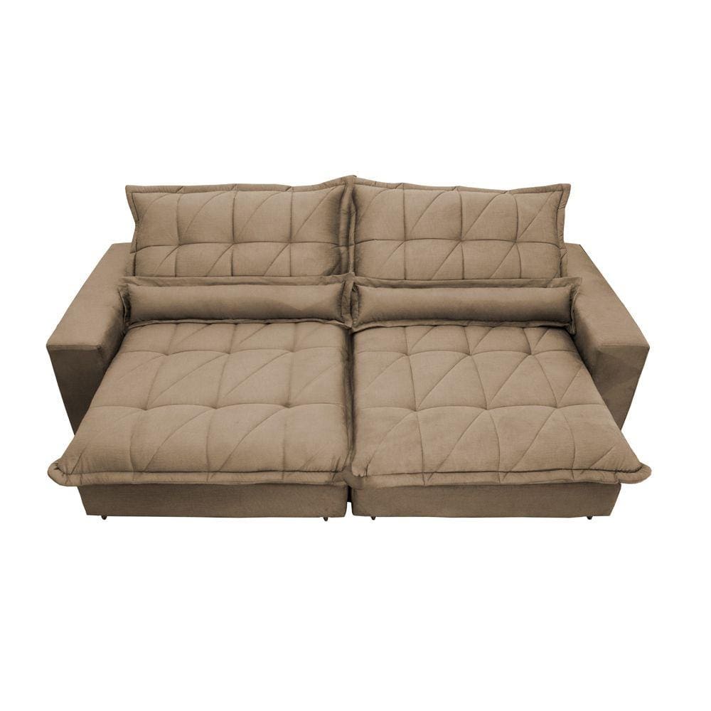 Sofa Retrátil e Reclinável 2,72m com Molas Ensacadas Cama inBox Soft Tecido Suede Castor
