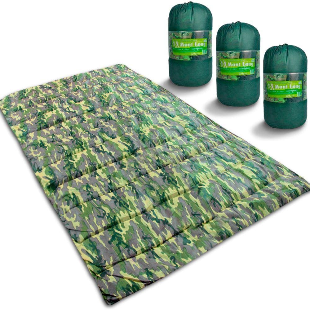 Kit 3 Colchonetes Camping para Acampar Casal Camuflado