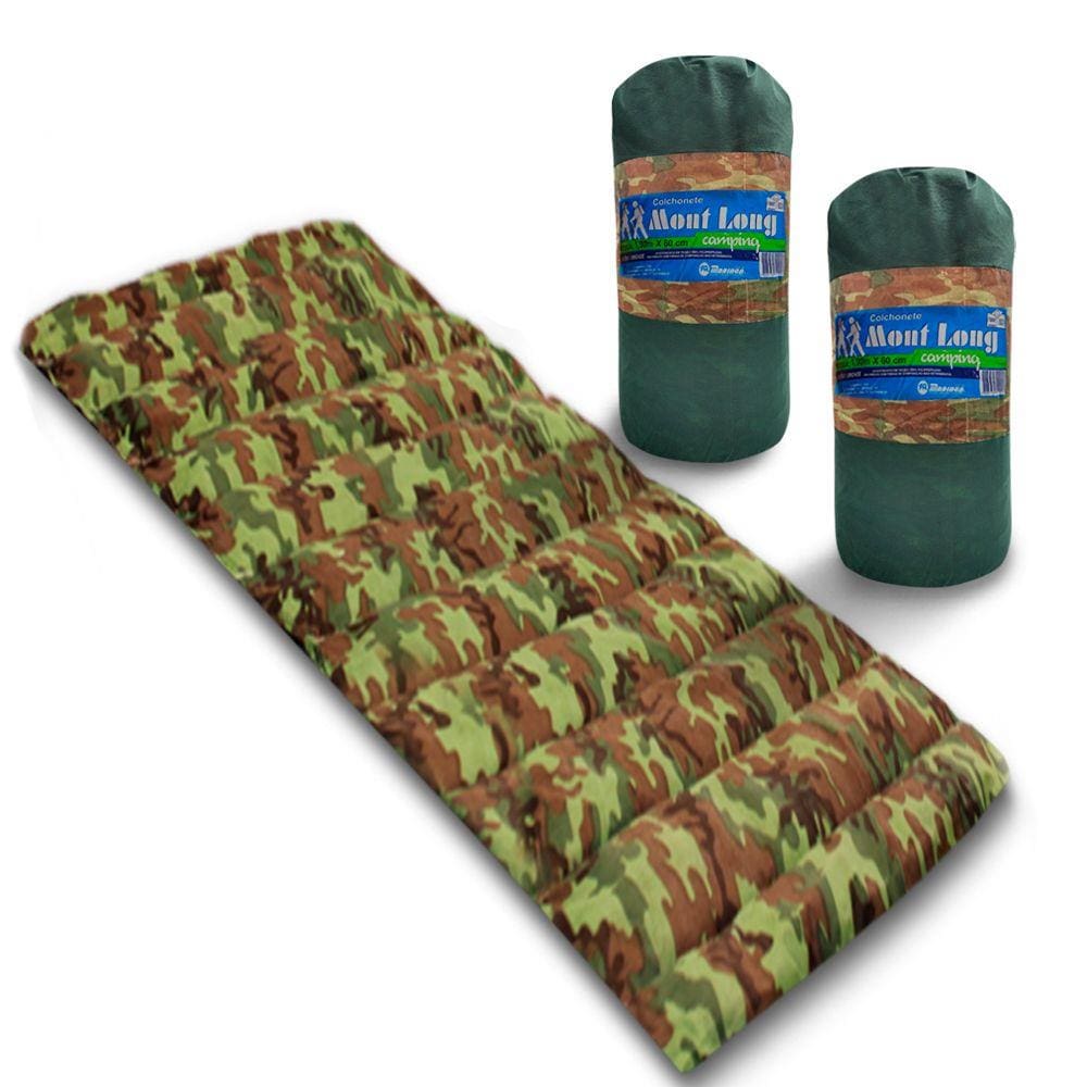 Kit Colchonete Solteiro Camuflado 2 Peças Para Acampamento