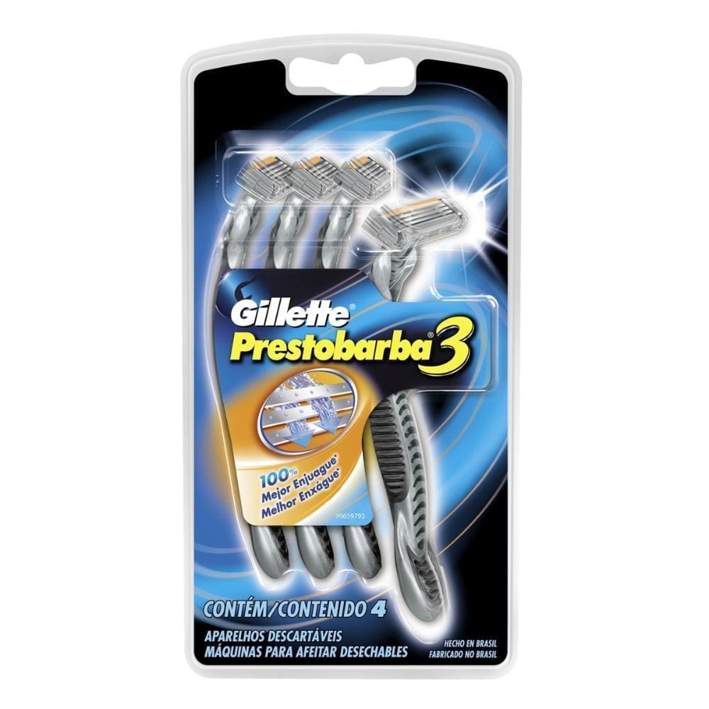 Aparelho de Barbear Gillette Prestobarba 3 - 4 unidades