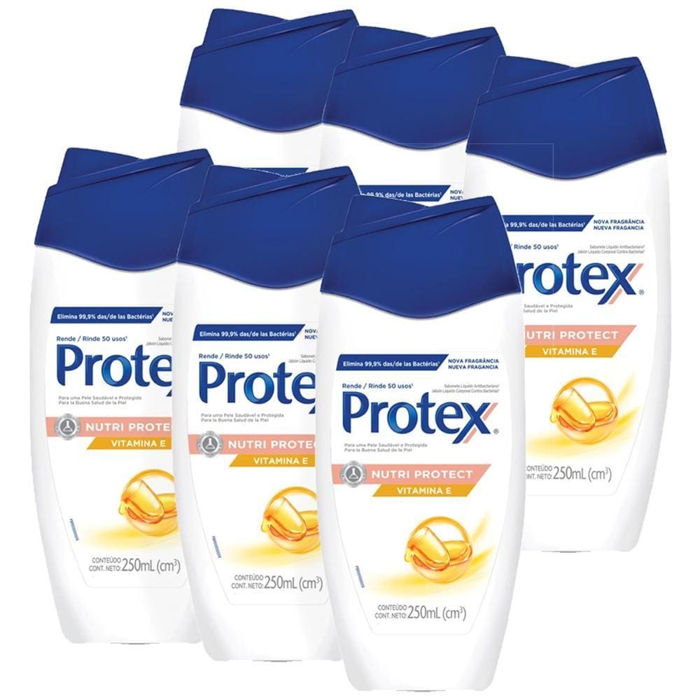 Kit Sabonete Líquido Protex Nutri Protect Vitamina E 250ml com 6 unidades