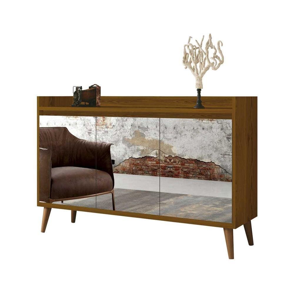 Buffet Aparador Retrô Espelho Delux 3 Portas