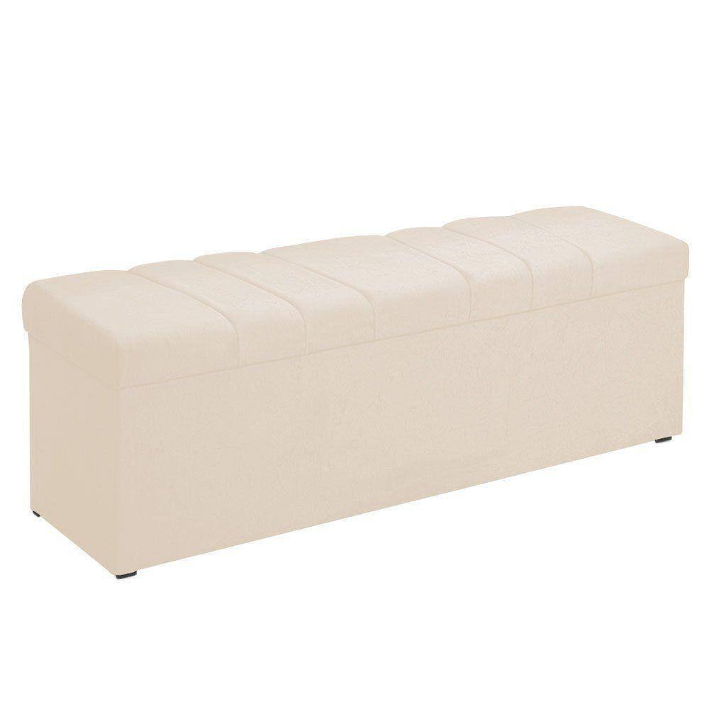 Calçadeira com Baú Roma 160 cm Suede Amassado - JS Móveis
