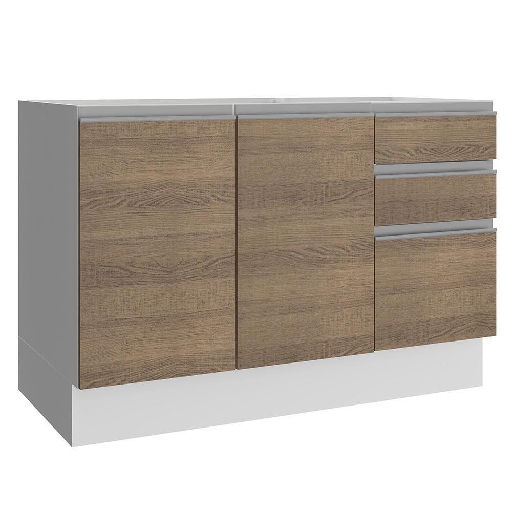 Balcão de Pia Glamy Branco/Rustic 2 Portas 3 Gavetas Madesa