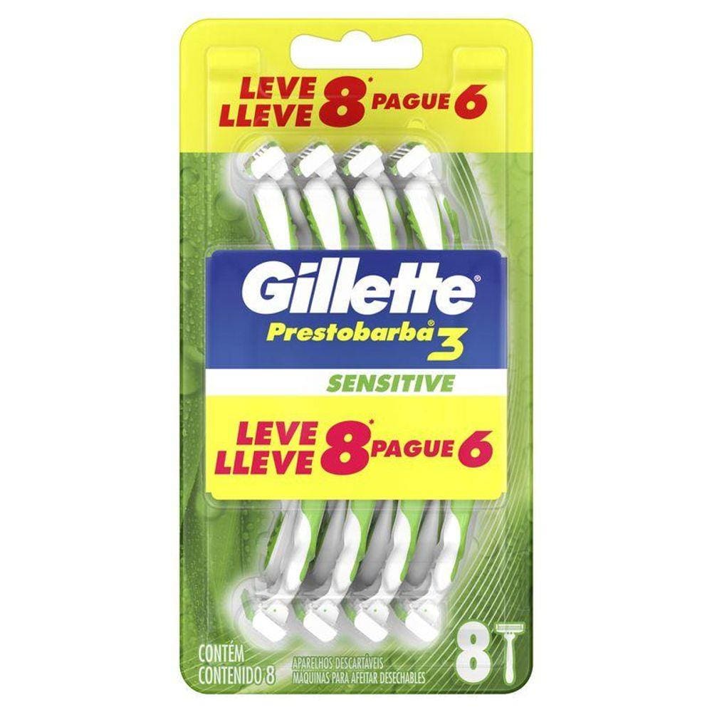 Aparelho de Barbear Prestobarba 3 Gillette Sensecare c/ 8 Unidades