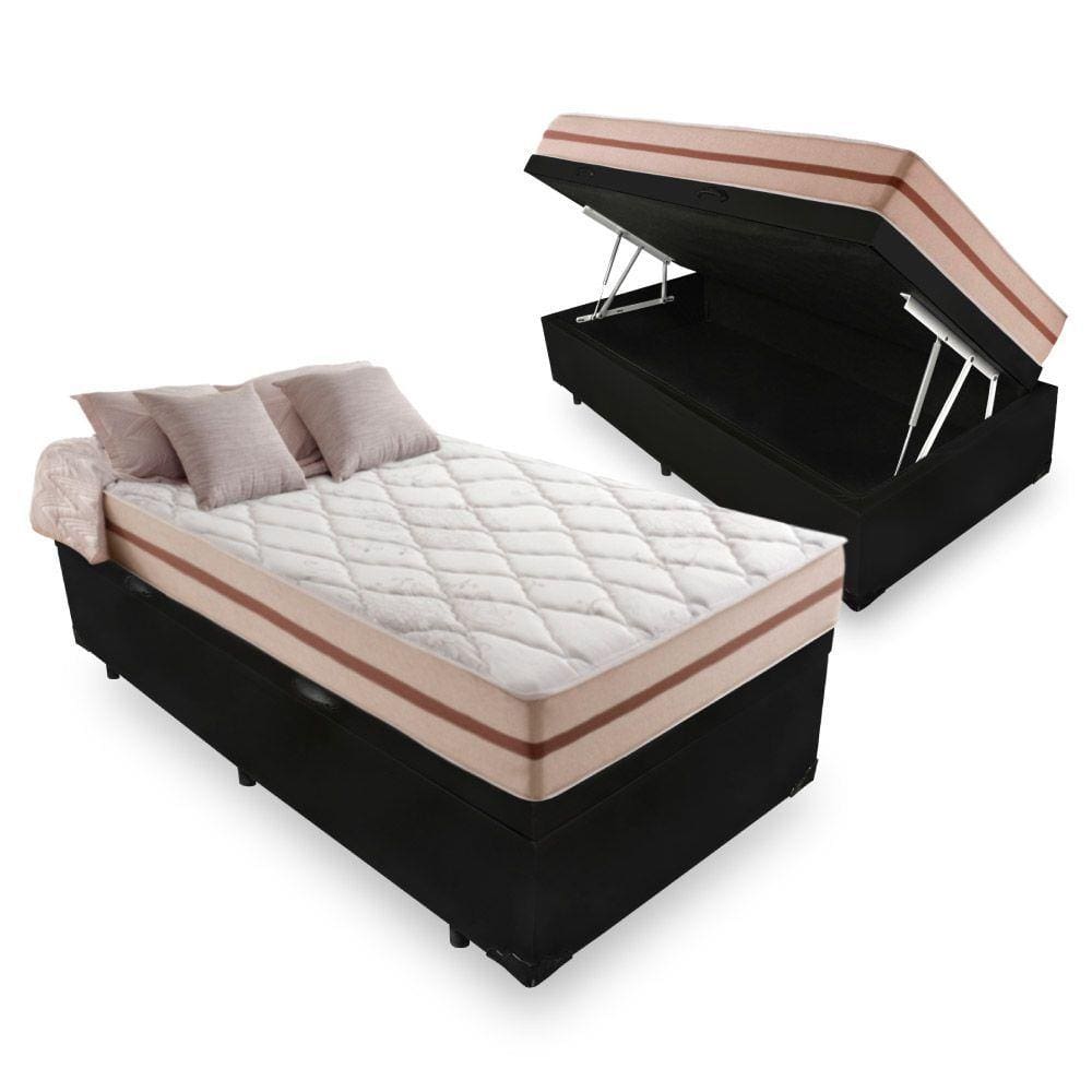 Cama Box Com Baú Solteiro + Colchão De Molas Ensacadas - Anjos - Classic Mola Ensacada 22x188x88cm