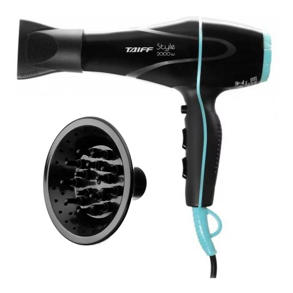 Secador Profissional Style 2000w Azul E Preto Taiff+ Difusor
