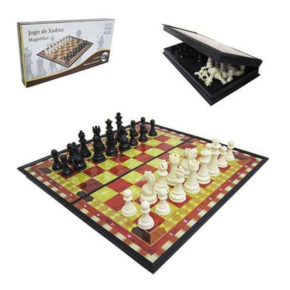 Jogo De Xadrez Imantado Com 32 Peças 31,5 Cm