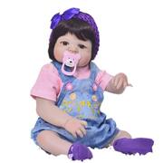 Boneca bebe reborn laura baby menina realista silicone e algodao 48 cm e  girafinha