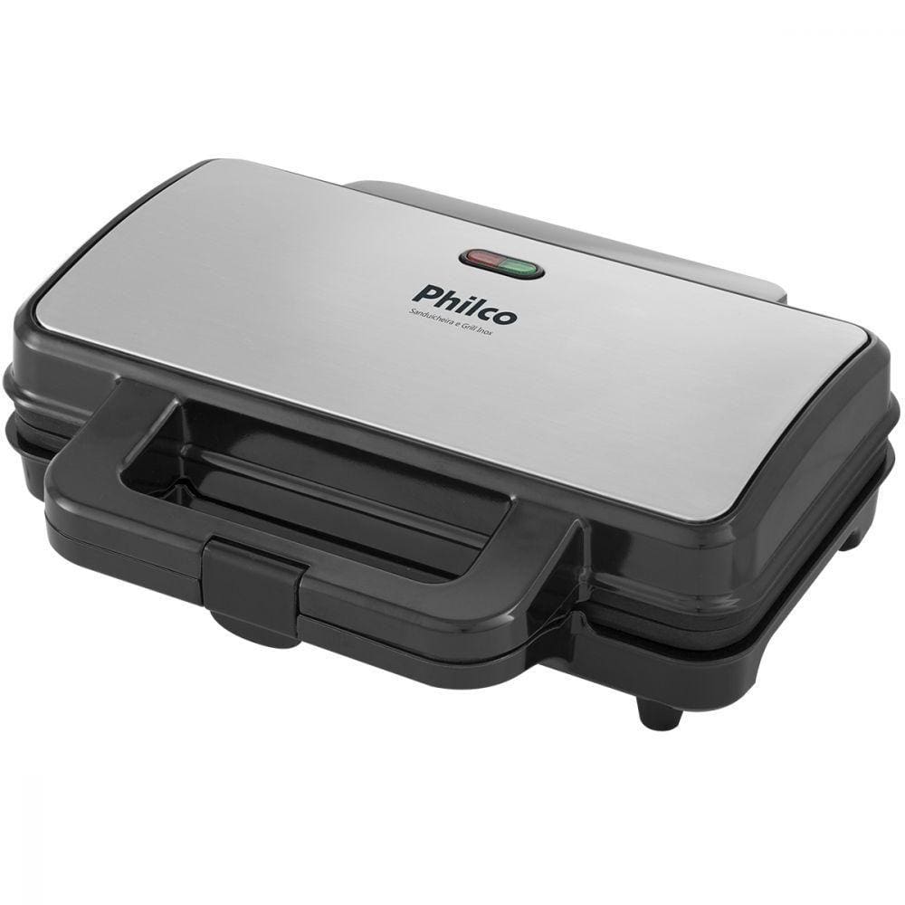 Sanduicheira e Grill Inox PT/Prata 900W Philco 220V PGR02I