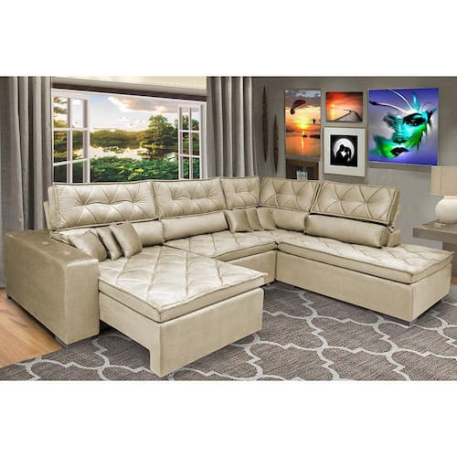 Sofa de Canto Retrátil e Reclinável com Molas Platinum 3,00x2,36 Tecido Suede é boa?