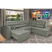 Sofa de Canto Retrátil e Reclinável com Molas Cama inBox Platinum 3,00x2,36 Tecido Suede