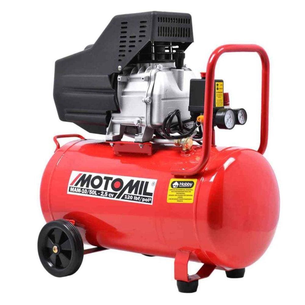 Moto Compressor de Ar 8,8 PÉS 50 Litros 2,5 HP com Óleo Mam-10/50 MOTOMIL