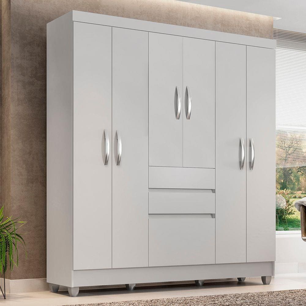 Guarda Roupa Casal Lia 6 Portas Branco - Moveis Arapongas