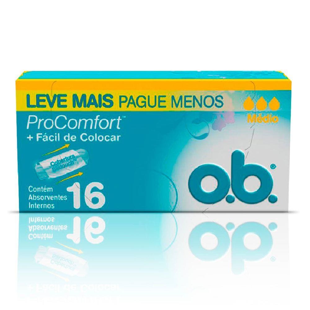 Absorvente Interno O.B ProComfort Médio 16 Unidades