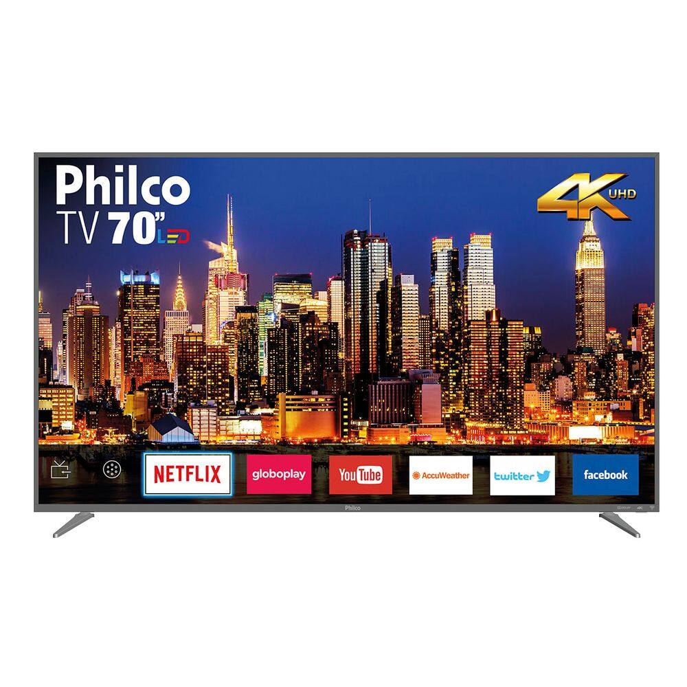 Smart TV LED 70" Philco PTV70Q50SNSG Ultra HD 4k Dolby 3 HDMI 2 USB Wi-Fi 60HZ