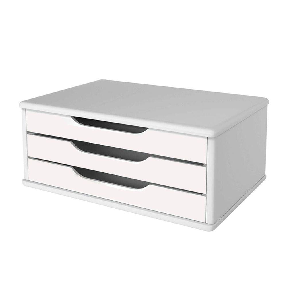 Suporte para TV/Monitor de Mesa - com 3 Gavetas - Branco - 3343