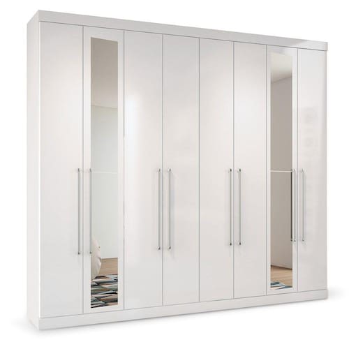 Guarda Roupa Casal Master 8.4 8 Portas e Espelho Branco - Santos Andirá Menor preço em Guarda Roupa Casal Master 8.4 8 Portas e Espelho Branco - Santos Andirá