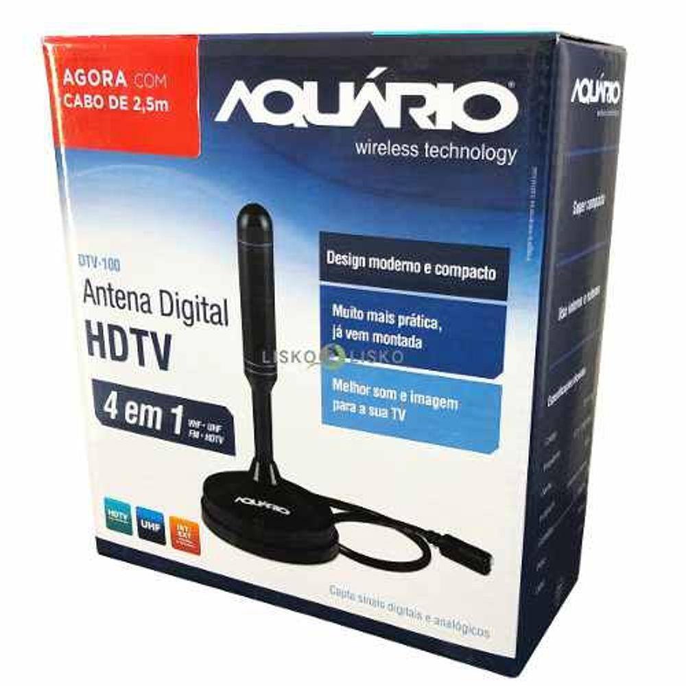 Antena Digital Dtv100 4 Em 1 Hdtv Vhf Uhf Fm Dtv-100 Aquario