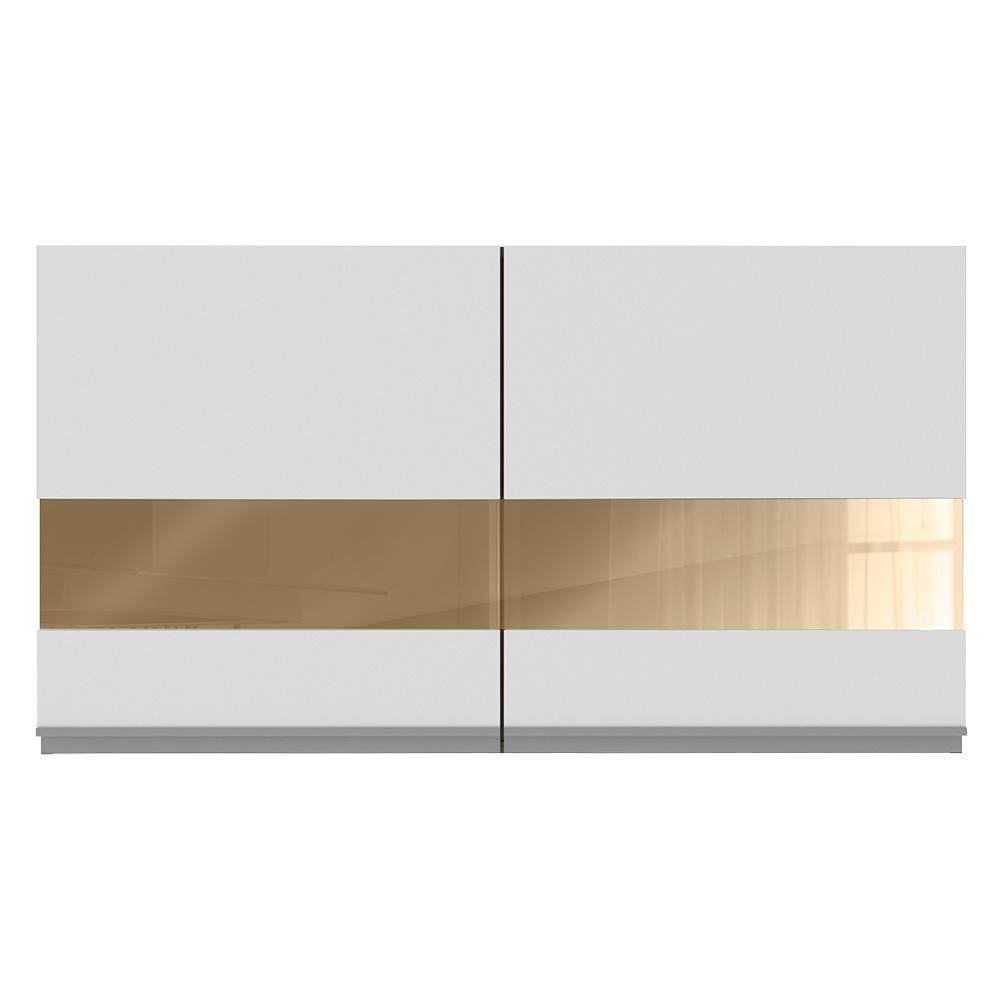 Armário Aéreo Glamy 120Cm 2 Portas com Vidro Rustic com Branco Madesa