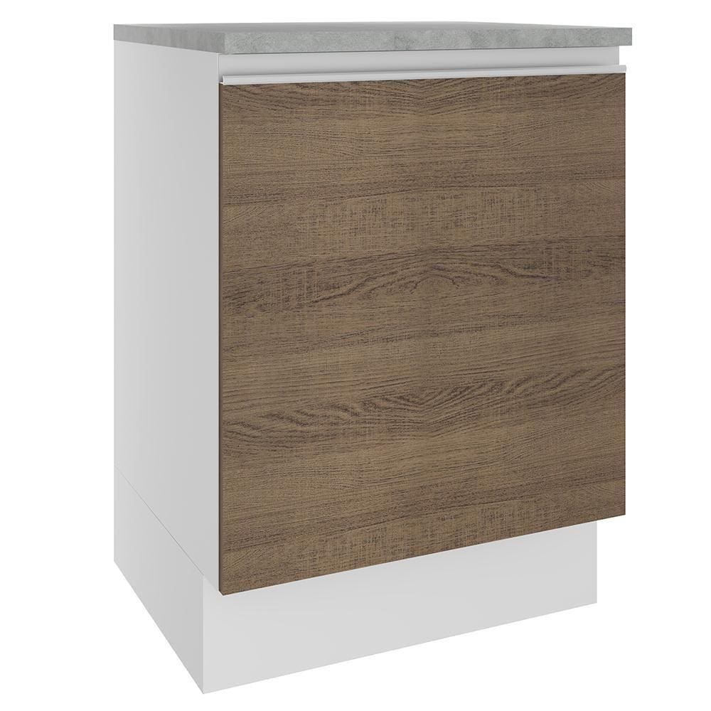 Balcão Glamy 60 cm 1 Porta Branco e Rustic Madesa