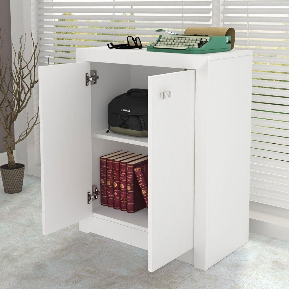 Armário Para Escritório Baixo 2 Portas Me4103 Branco - Tecno Mobili
