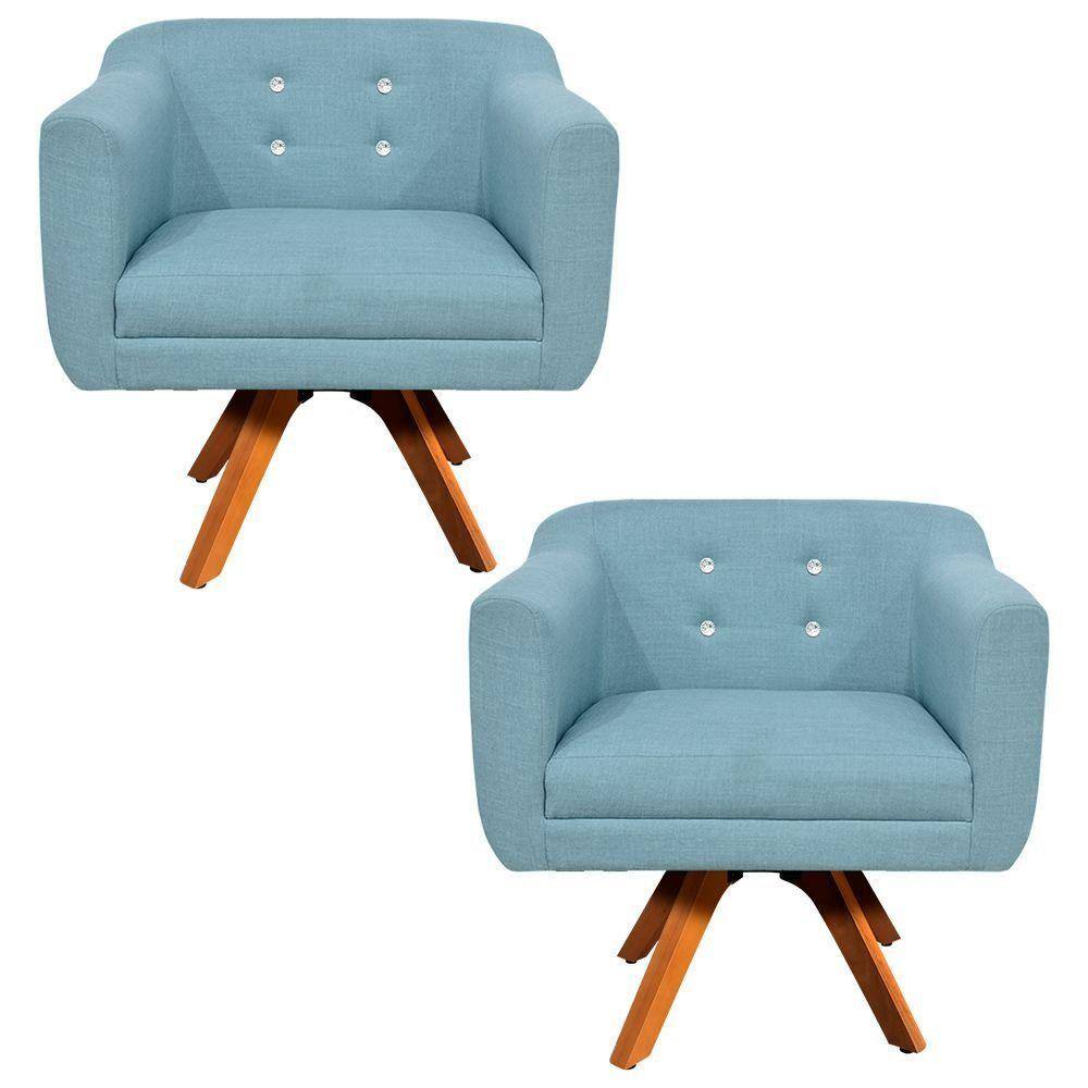 Kit 02 Poltronas Giratória Julia Linho com Strass - D`Rossi