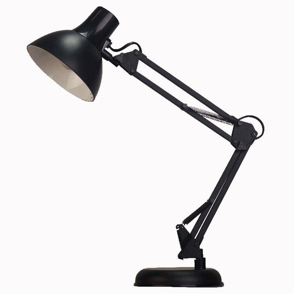 Luminaria Articulada Escritorio regulavel Leitura Base Mesa metal Articulavel Preto