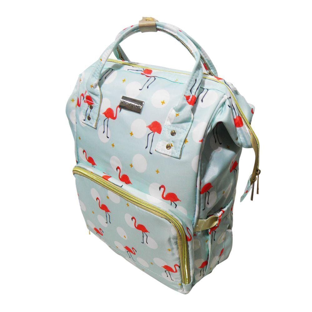 Mochila Bebe Maternidade Azul Claro Bolsa Impermeavel Flamingo