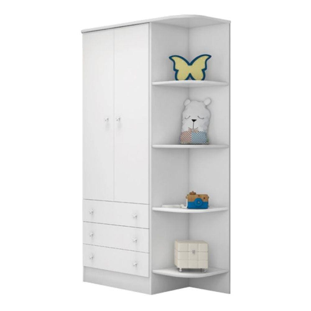 Guarda Roupa 825 Infantil 2 Portas 3 Gavetas Com Cantoneira Linha Doce Sonho Qmovi