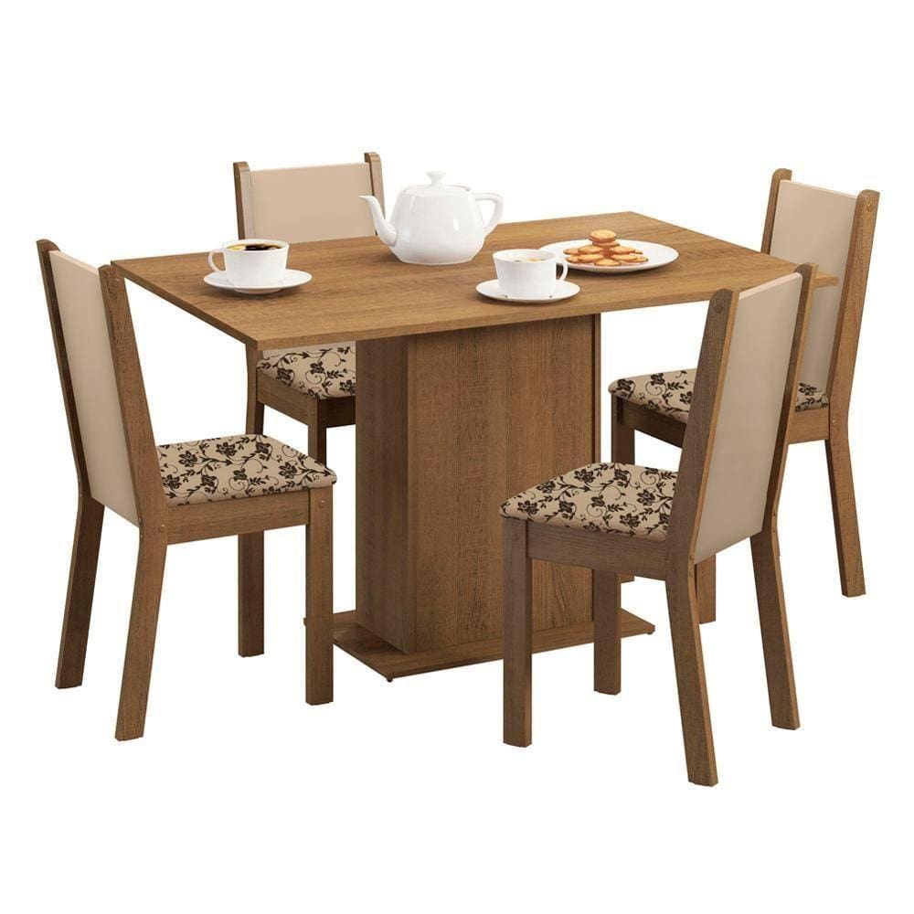 Sala de Jantar Talita Tampo de Madeira com 4 Cadeiras Madesa