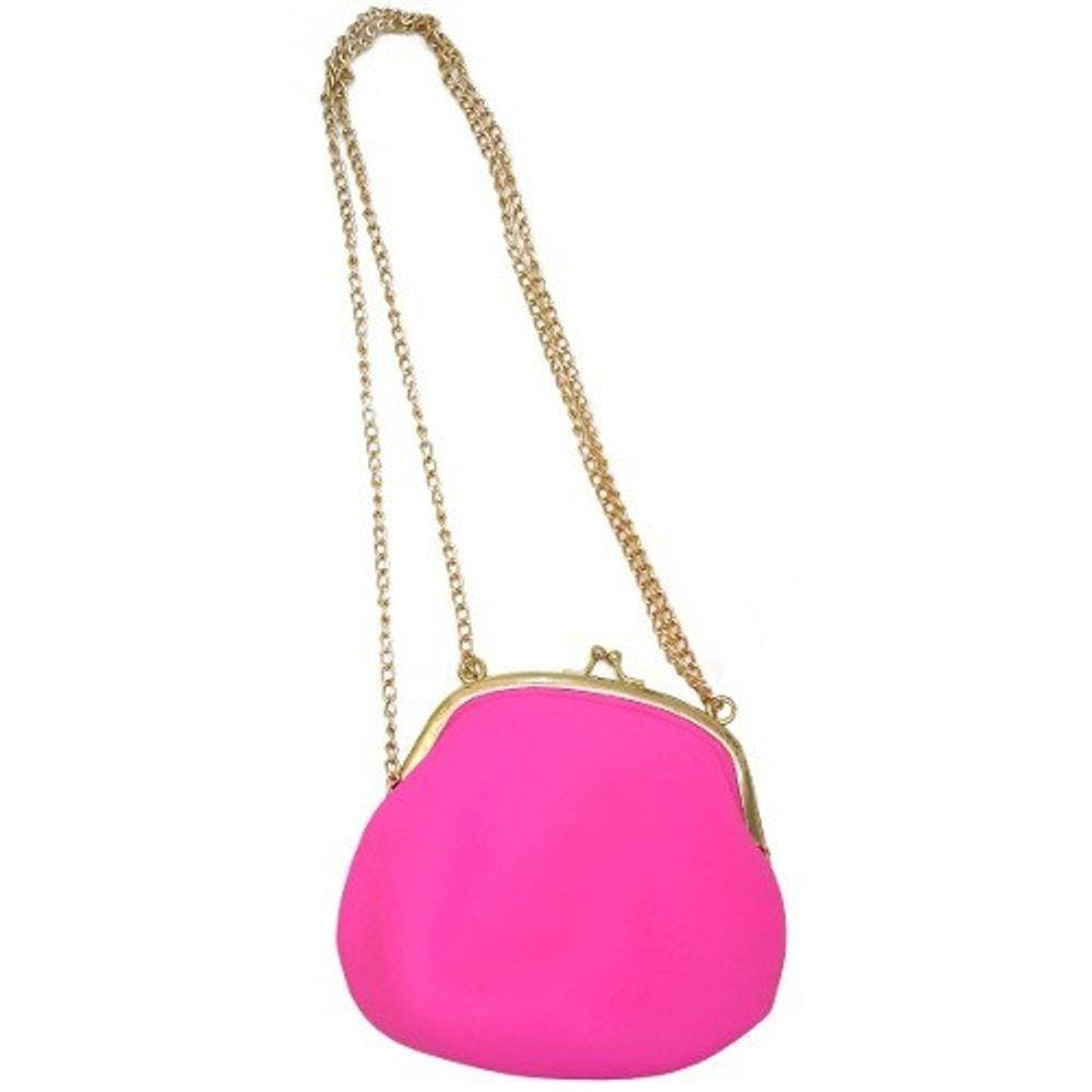 Bolsa De Silicone Tiracolo Retro Rosa Com Correntes Douradas (BL-2662-6)