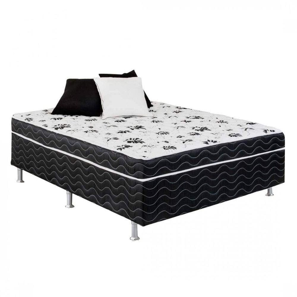 Cama Box Conjugada Casal 43cmx138cmx188cm D28 Union Ortopedic Ortobom Preto/Branco