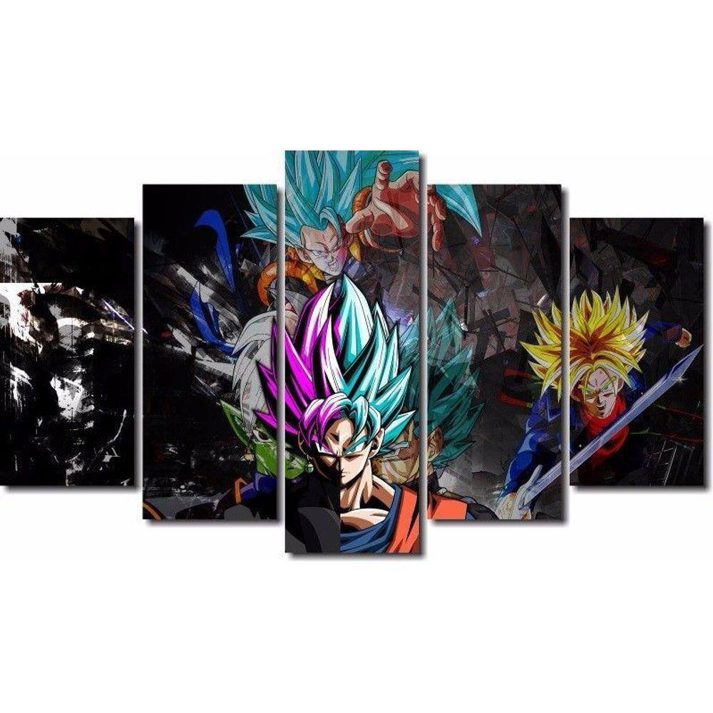 Quadro Decorativo Dragon Ball Z Goku Super Sayajin 5 Peças M20