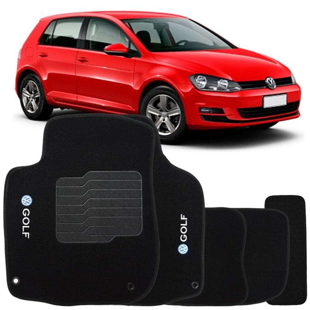 Jogo de Tapete Automotivo Carpete Volkswagem Vw Golf 2014 à 2018 Soft Logo Bordado 5 Peças