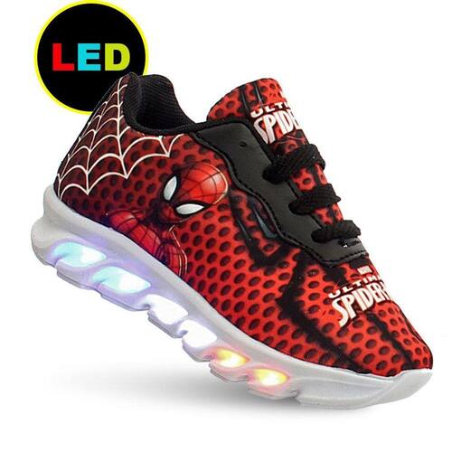 Tênis com LED luzinha super heroi homem Extra