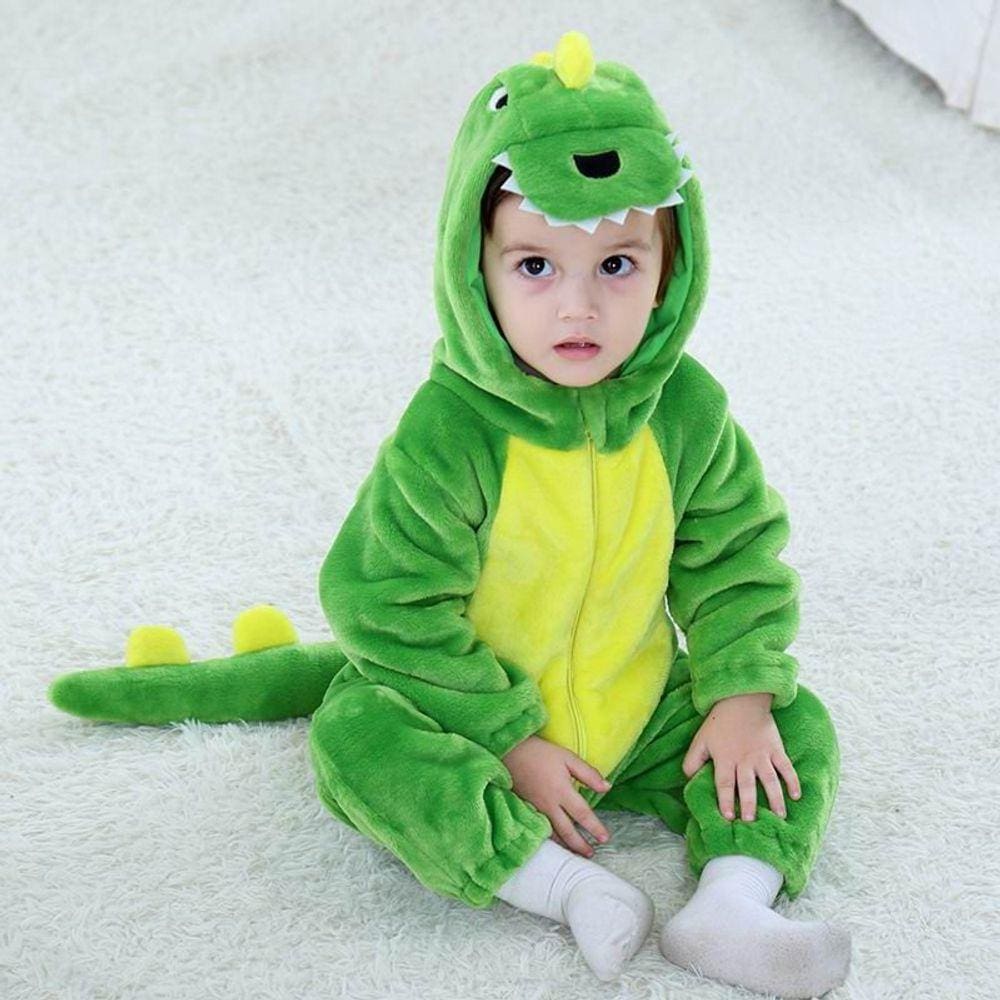 Macacão Pijama Infantil Criança Pelúcia Dinossauro Verde | Extra