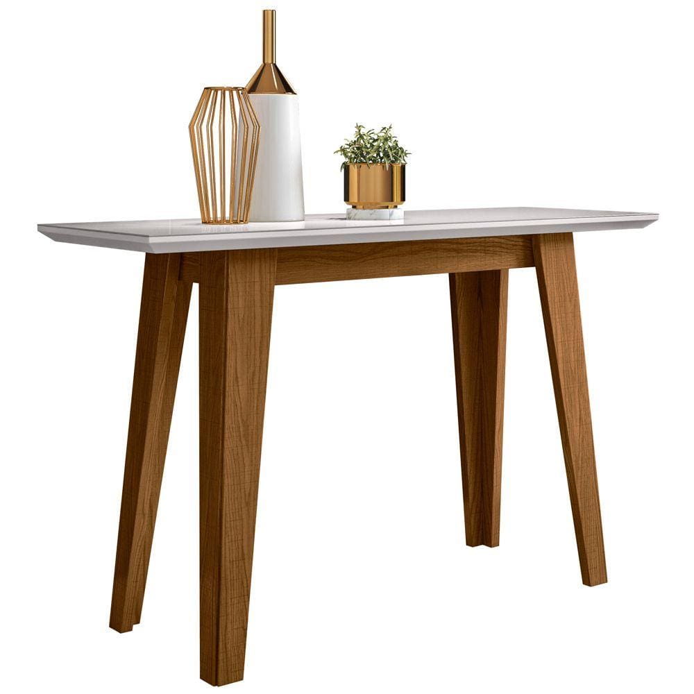 Aparador Para Sala com Tampo de Vidro Jade N01 Ypê Off White - Lyam Decor