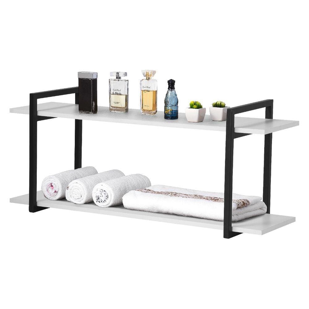 Nicho Banheiro Preto Com Prateleiras Branco 80cm