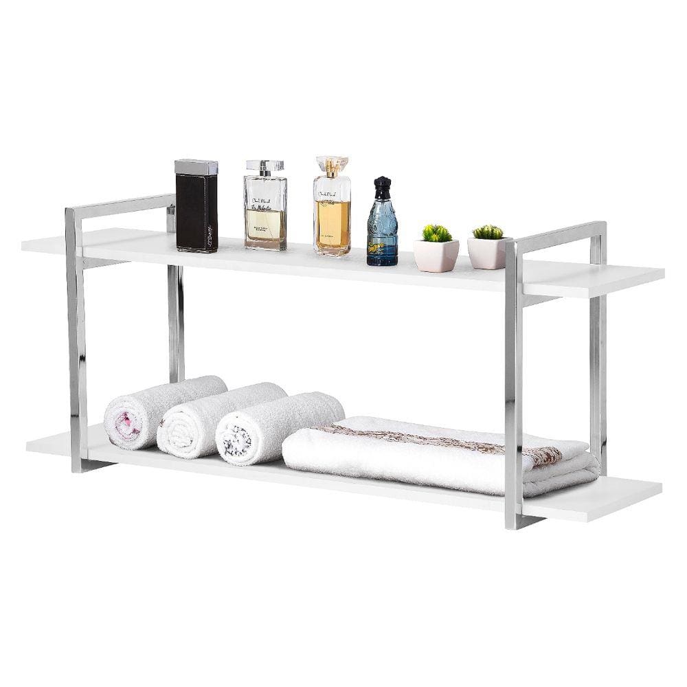 Nicho Banheiro Cromado Com Prateleiras Branco 120cm