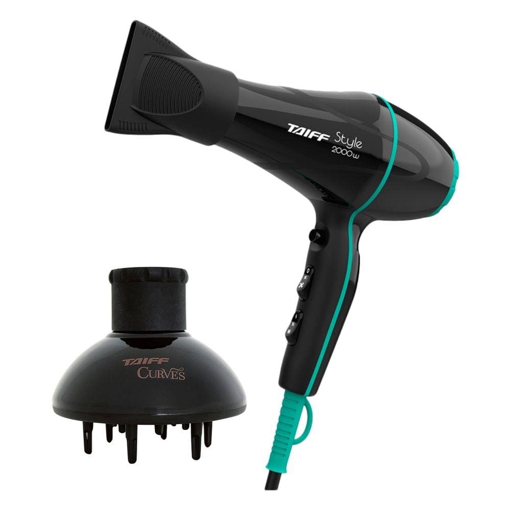 Kit Taiff Secador Profissional Style 2000W Preto + Difusor Curves