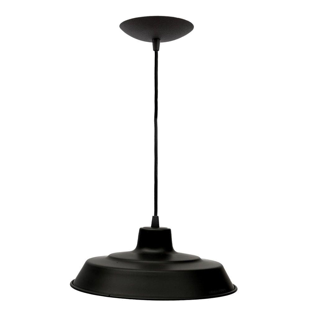 Luminária Pendente  Prato 28Cm Alumínio Preto Gourmet