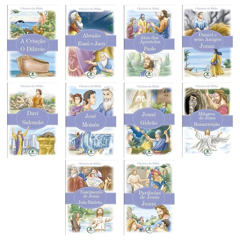 Kit Com 10 Livros Livro Infantil Clássicos Da Bíblia