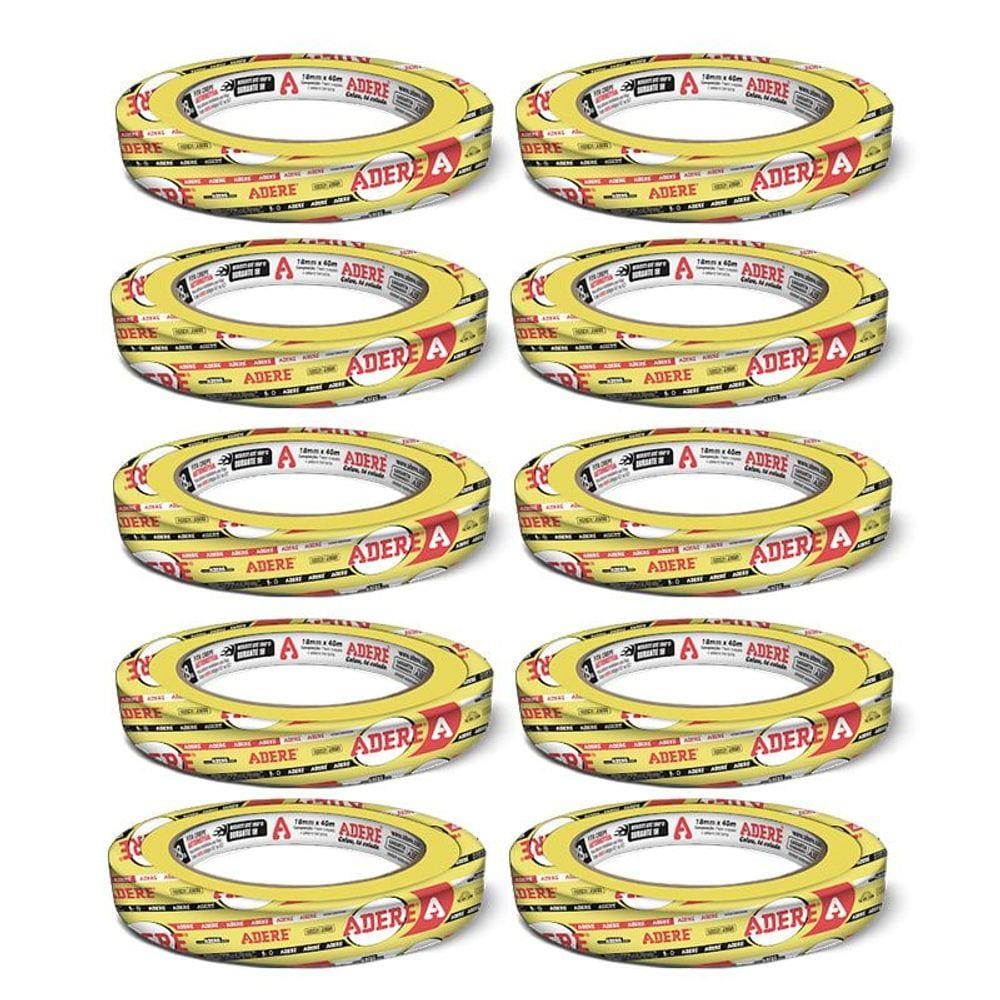 Fita Crepe Amarela P/ Pintura Automotiva Profissional Adere 18x40 10 Unidades