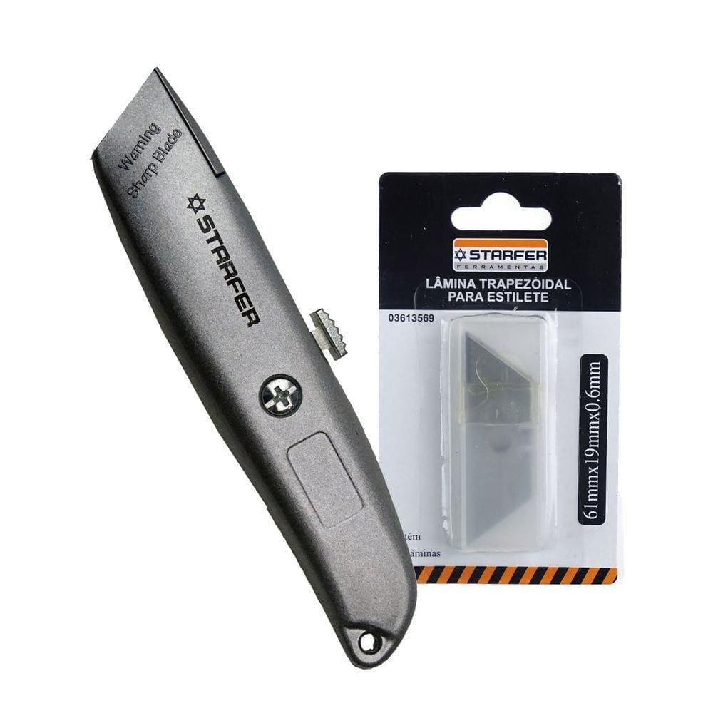 Estilete de Segurança trapezoidal +10 lâminas extra Starfer