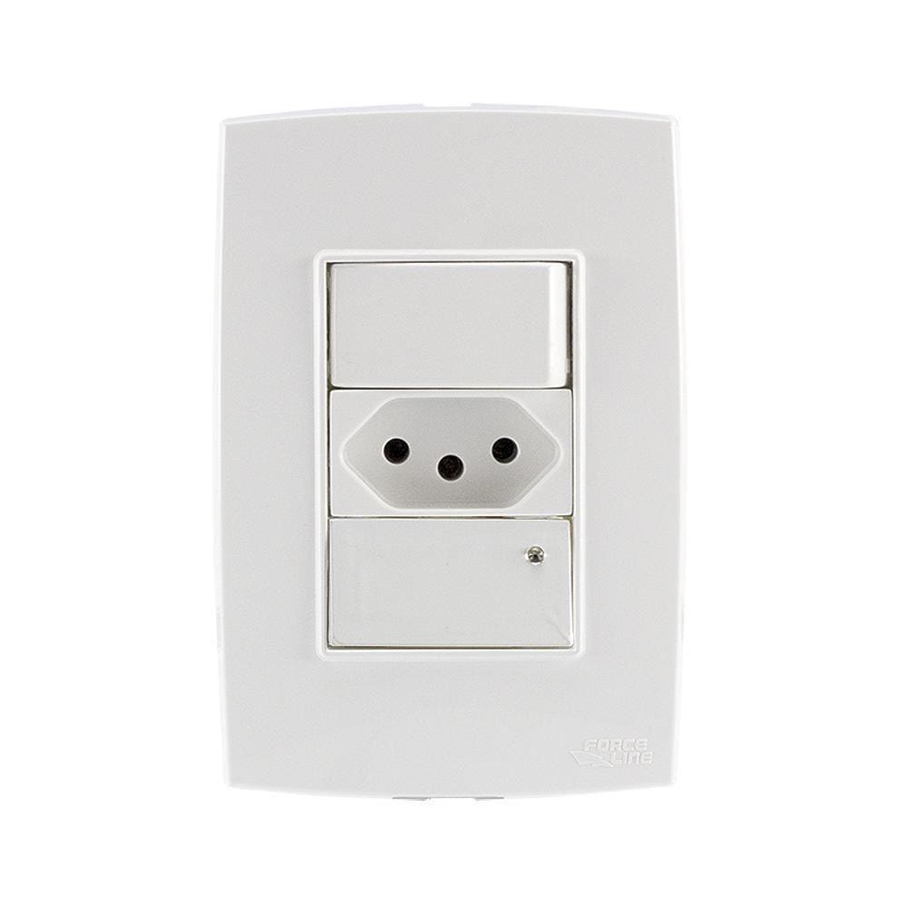 Conjunto Interruptor c/ Tomada 10A Guia No Escuro Force Line
