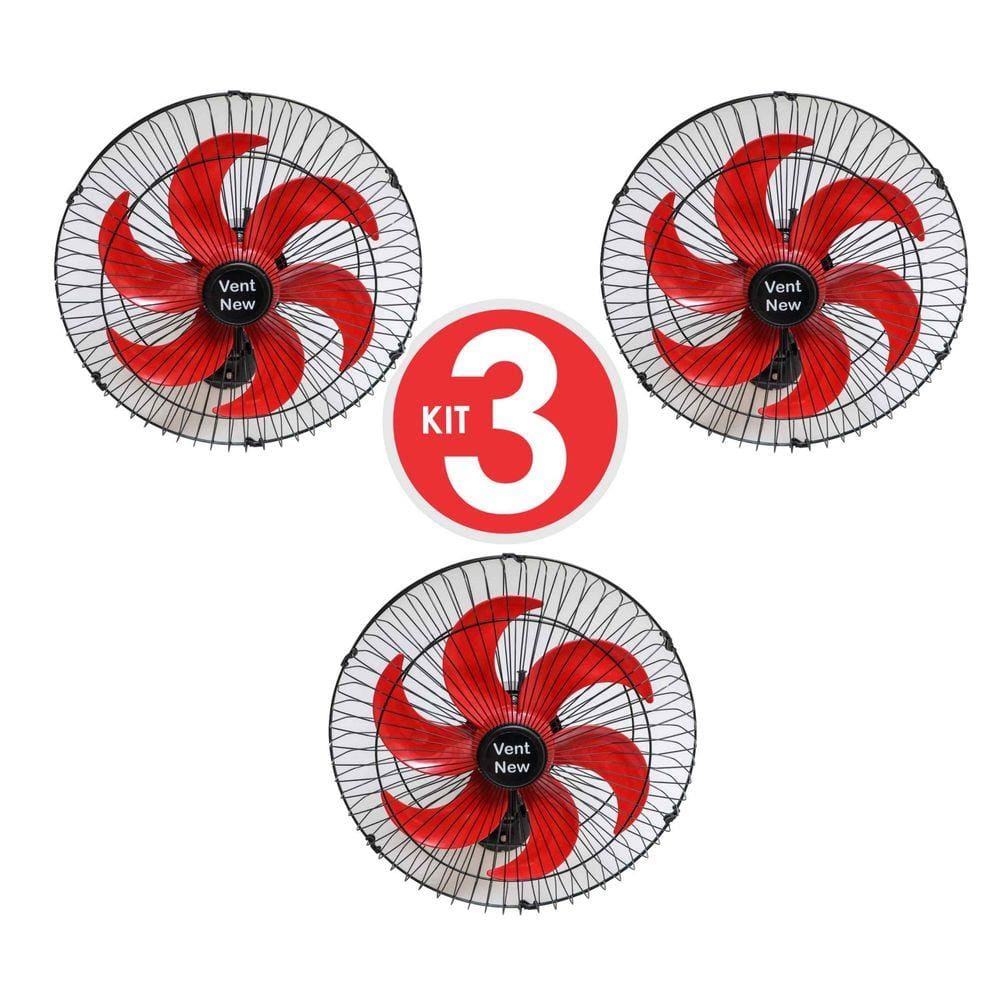 Kit 3 Ventiladores Parede Oscilante 50 Cm